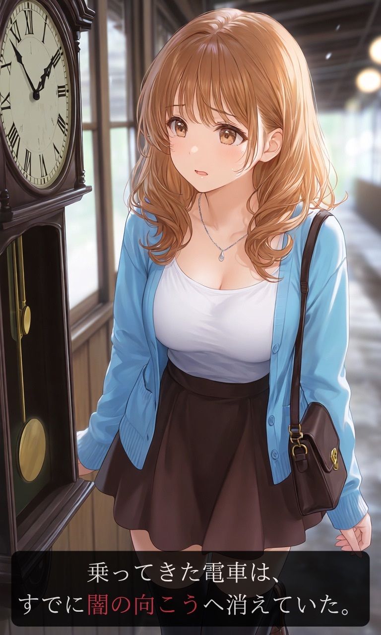 【ストーリー×イラスト｜ストーリー版】夕凪-女子大生、待ち続ける幽霊に呼吸を奪われる廃駅-【ニーソックス/首絞め/絶対領域/美少女】 サンプル5ページ目