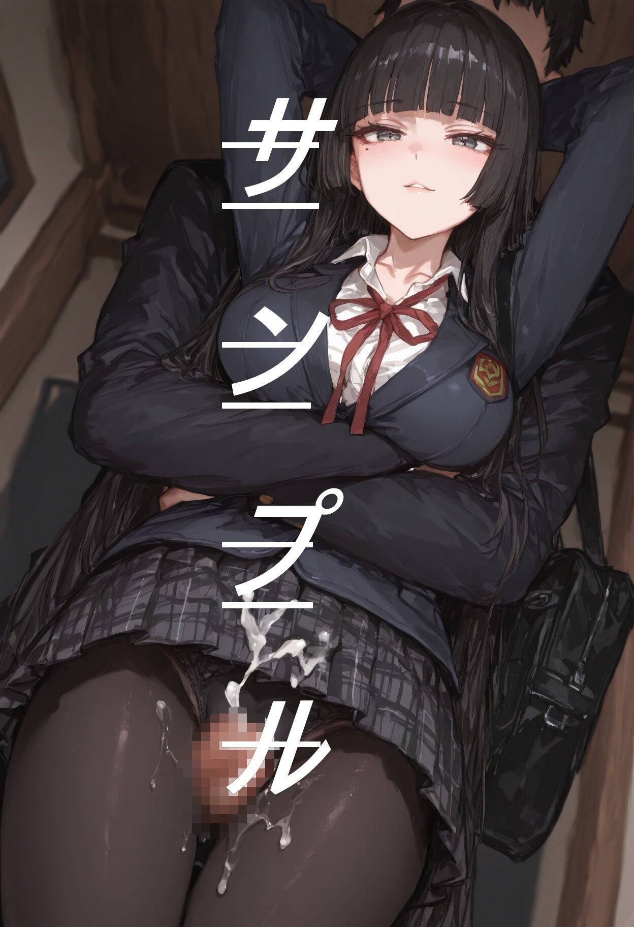 黒ストJKに素股してもらう画集 サンプル4ページ目