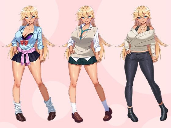 【立ち絵素材R18】褐色巨乳ギャル生徒 フルセットPSDパック サンプル1ページ目