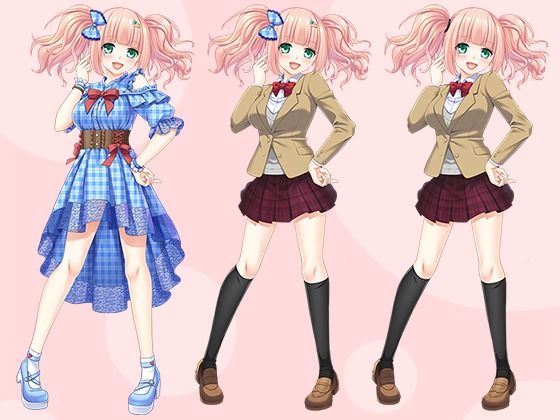 【立ち絵素材R18】ツインテピンクの活発美少女アイドル フルセットPSDパック サンプル1ページ目