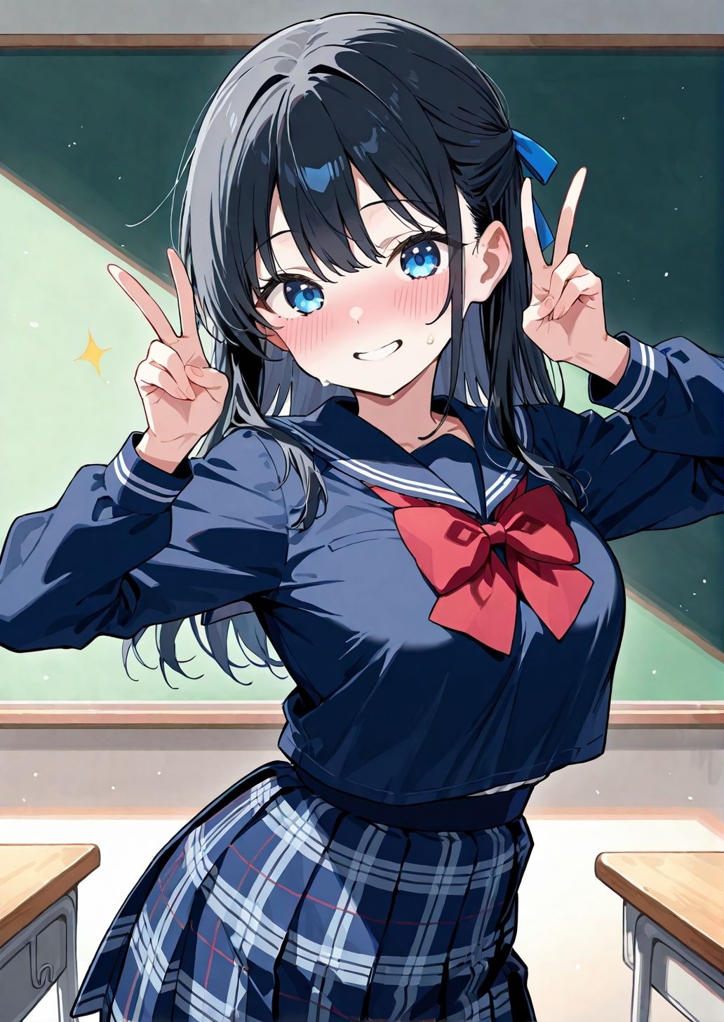 えっちなでかぱい黒髪ちゃん（でかぱいver） 恥じらいながらも大興奮教室えっち サンプル1ページ目