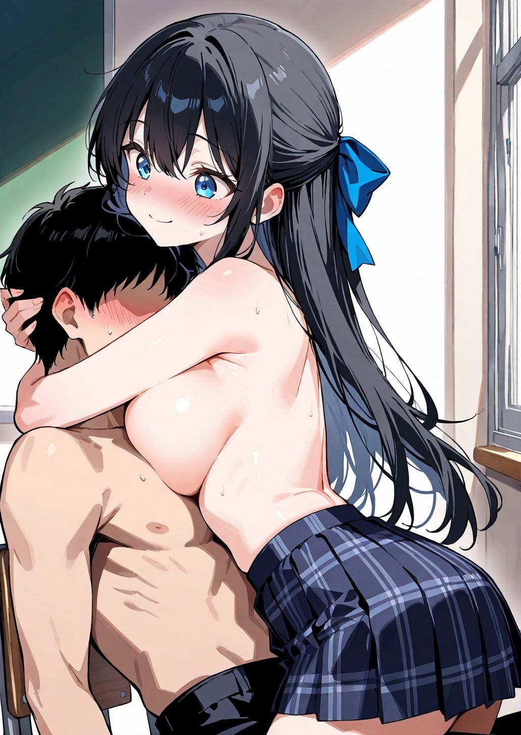 えっちなでかぱい黒髪ちゃん（でかぱいver） 恥じらいながらも大興奮教室えっち サンプル8ページ目