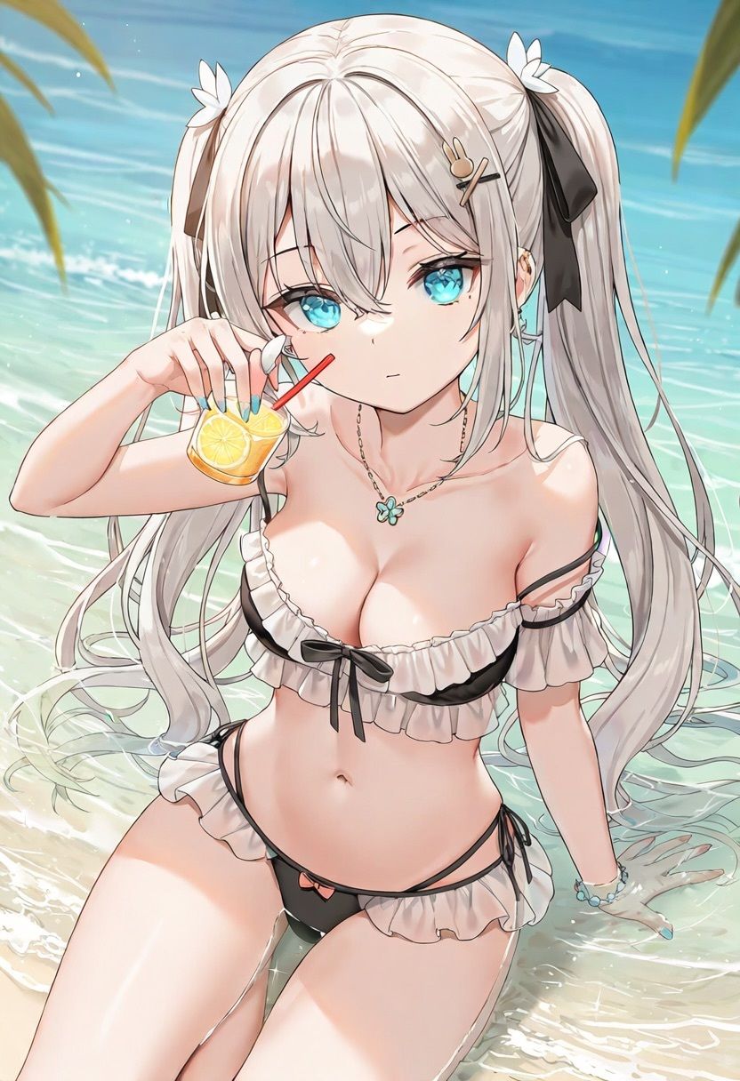 白髪美女の水着集 サンプル1ページ目