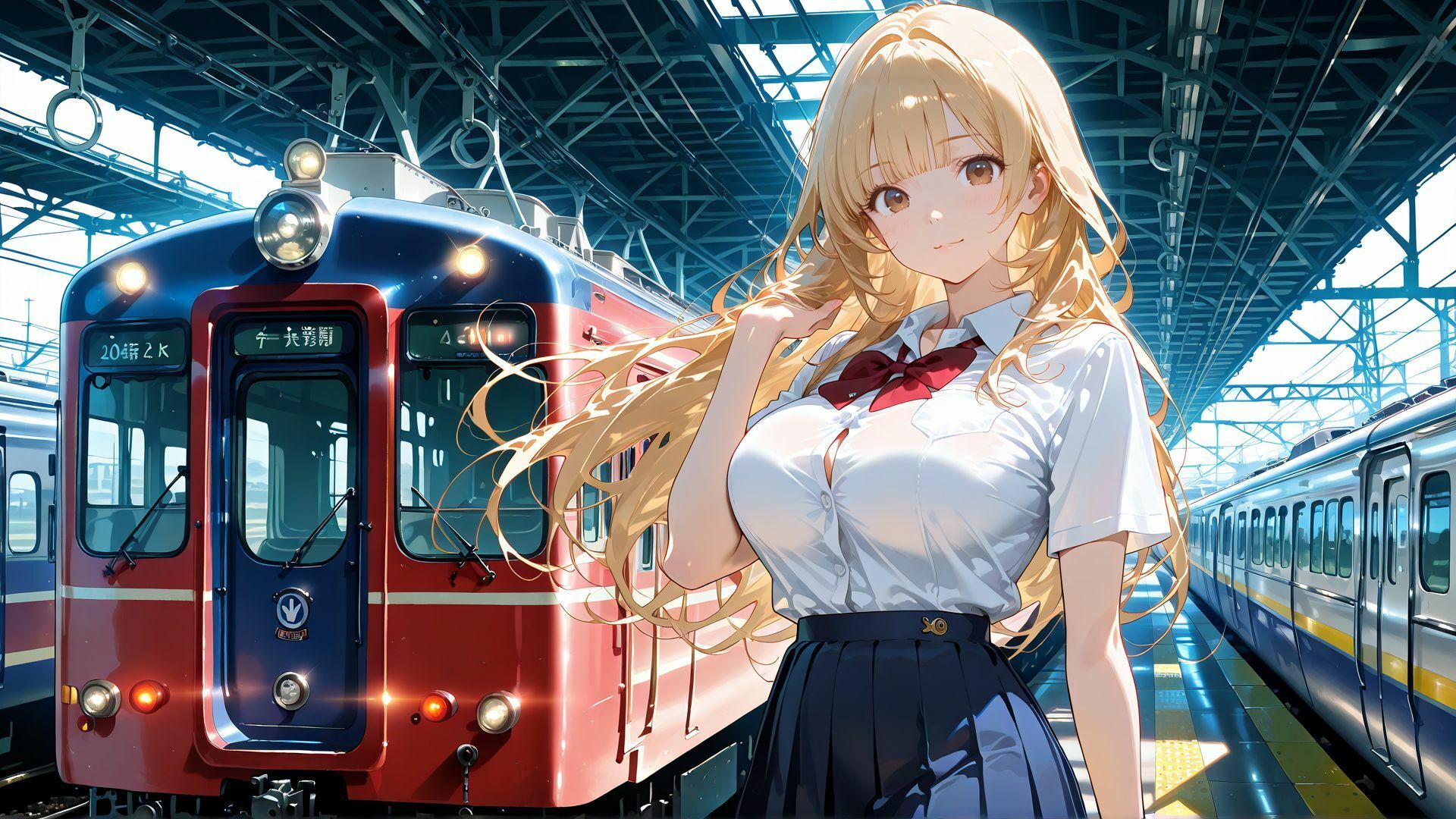 【4K】電車で巨乳の童顔JK彼女と制服姿であまあま中だしセックス サンプル1ページ目