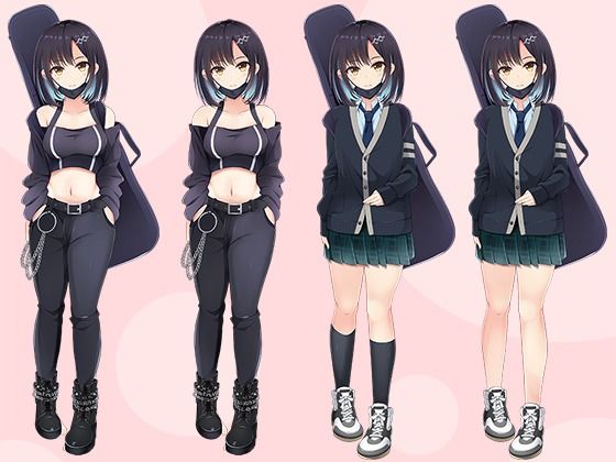 【立ち絵素材R18】 謎めいたマスクバンド少女 フルセットPSDパック サンプル3ページ目