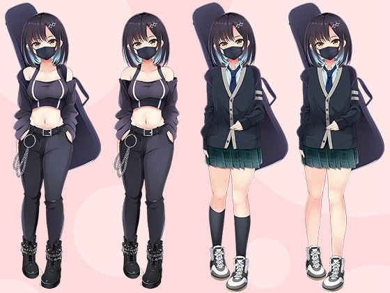 【立ち絵素材R18】 謎めいたマスクバンド少女 フルセットPSDパック サンプル5ページ目