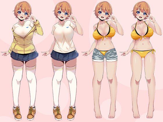 【立ち絵素材R18】 天真爛漫ショートカット巨乳美少女 フルセットPSDパック サンプル2ページ目