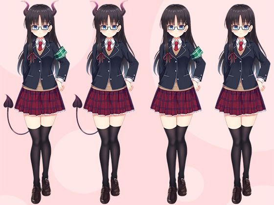 【立ち絵素材R18】 うちのクラスのサキュバス委員長 フルセットPSDパック サンプル1ページ目