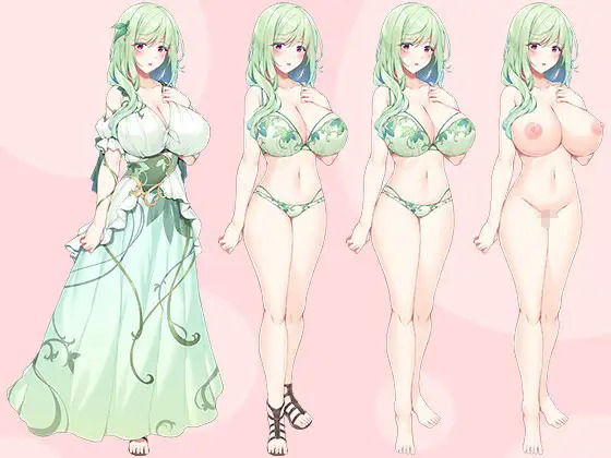 【立ち絵素材R18】 森の爆乳ドライアドさん フルセットPSDパック サンプル1ページ目