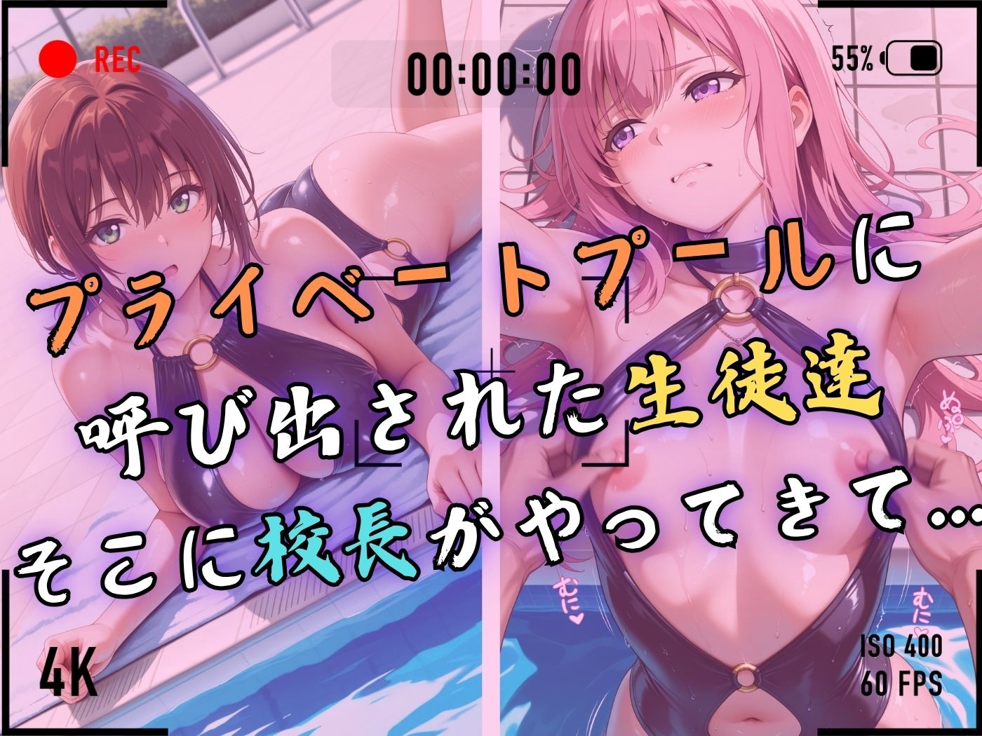 【4Kイラスト】1万3000人の生徒を抱いた校長による女子生徒への性指導（黒水着編） サンプル4ページ目