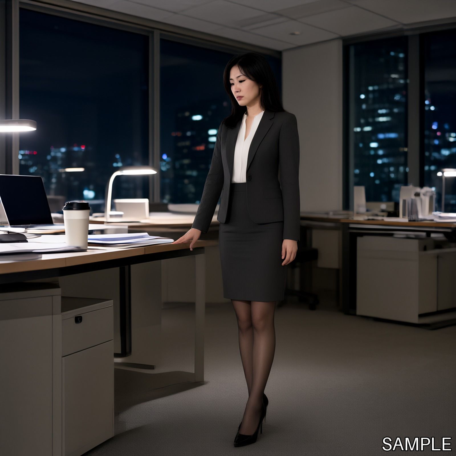 深夜残業の女性上司 サンプル1ページ目