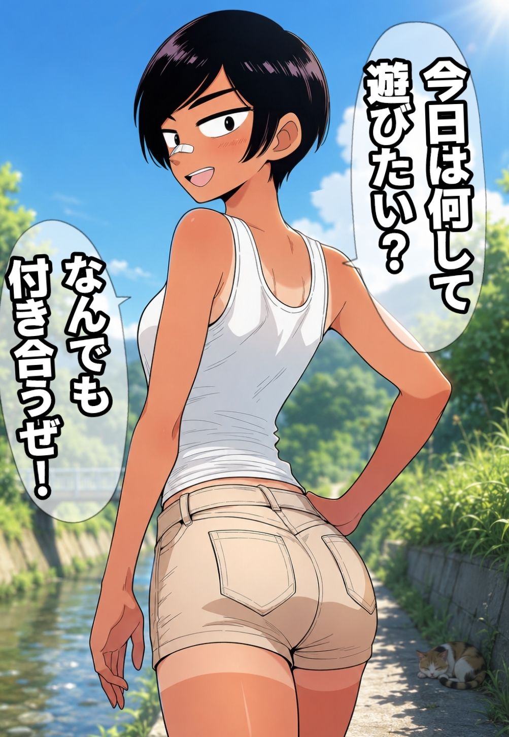 ボーイッシュな幼なじみに無責任中出ししまくる本。 サンプル4ページ目