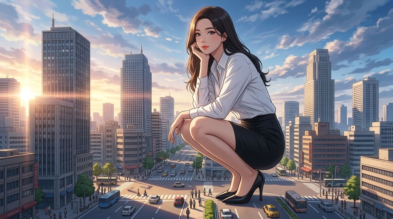 【AIイラスト集】都市潜伏！巨大OLスーツ特撮ヒロイン - 厳選CGコレクション（17枚/2K高画質）【特典アニメーション動画追加！】 サンプル1ページ目