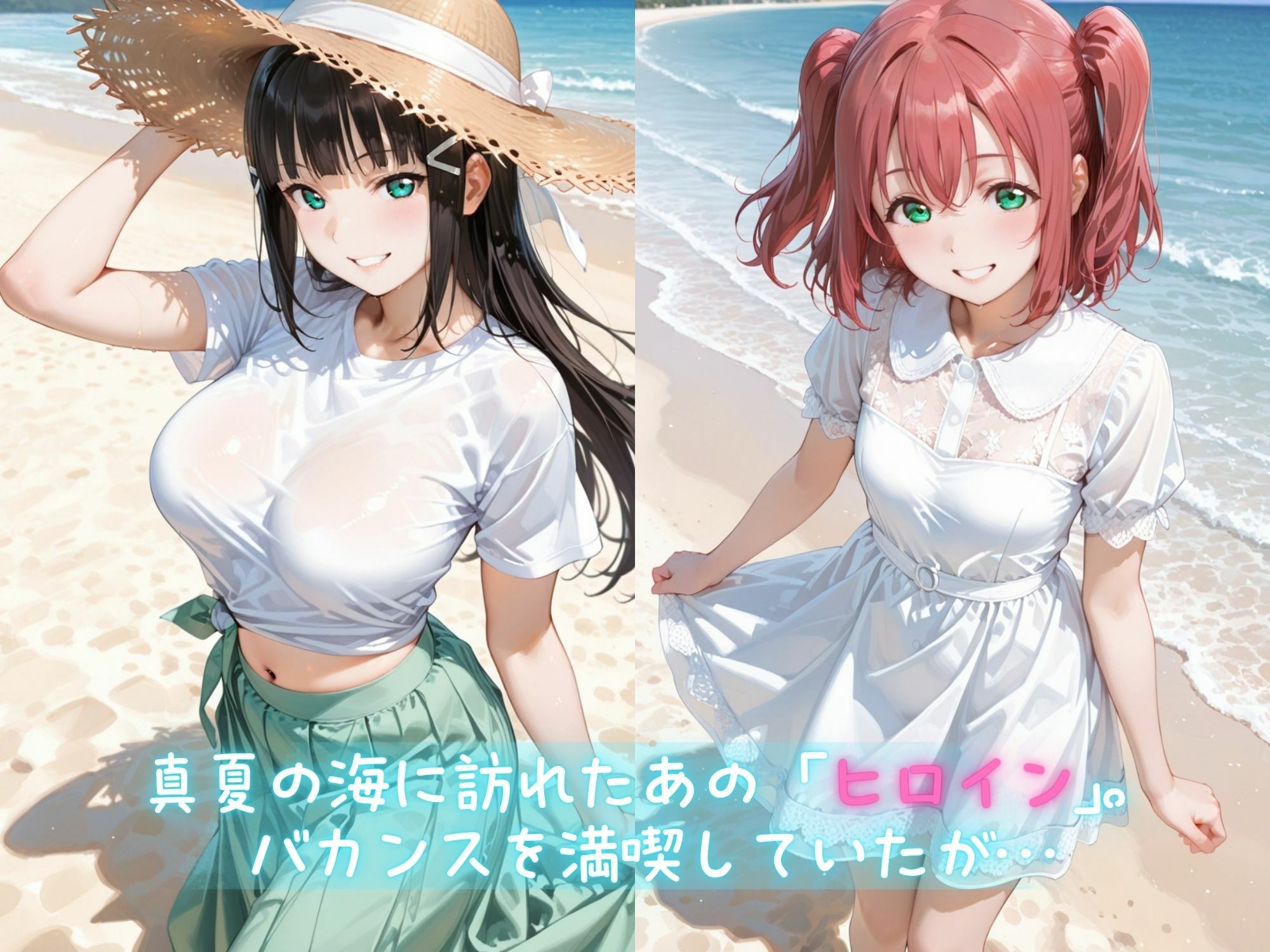 メス堕ちヒロイン  〜 ダ●ヤ＆●ビィ 夏の海編 〜 サンプル1ページ目