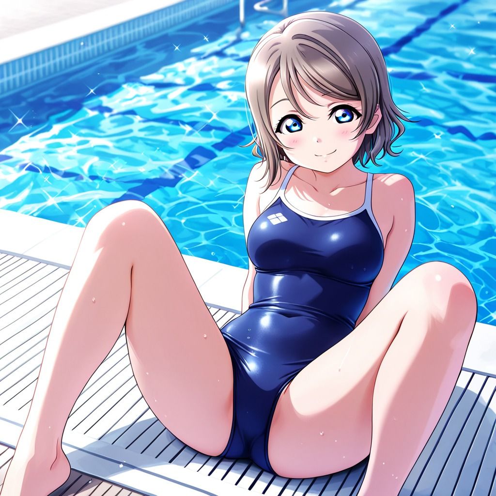 競泳水着アイドルとプールサイドでイチャイチャ サンプル2ページ目