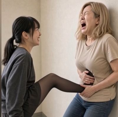 小悪魔年下女子の腹蹴り調教 靴下＆ストッキングで熟女を嘔吐させる1分10秒 サンプル2ページ目