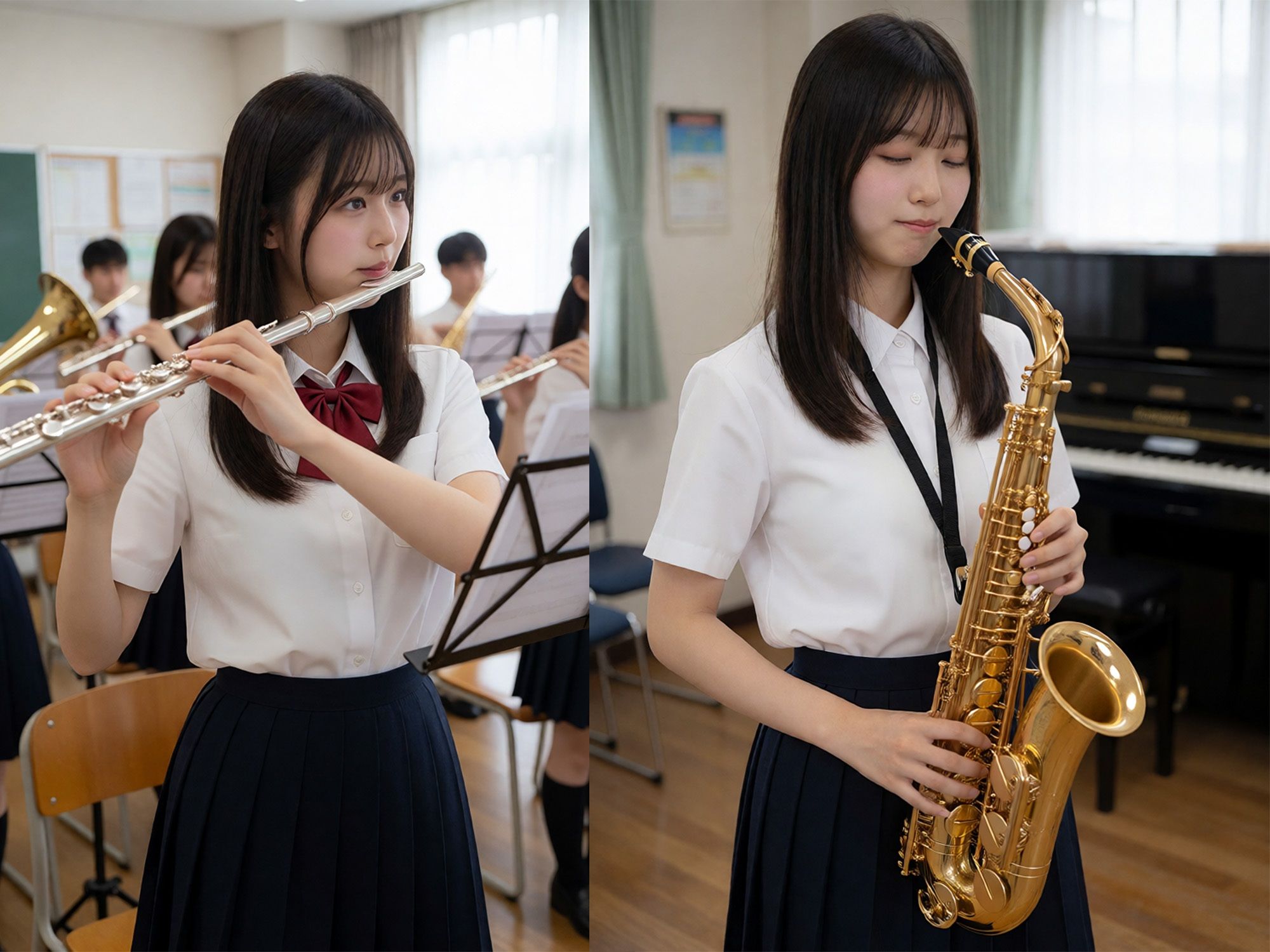演奏中に生挿入 授業は真面目な吹奏楽部JK 〜合奏の合間に顧問が挿入して中出し〜 サンプル1ページ目