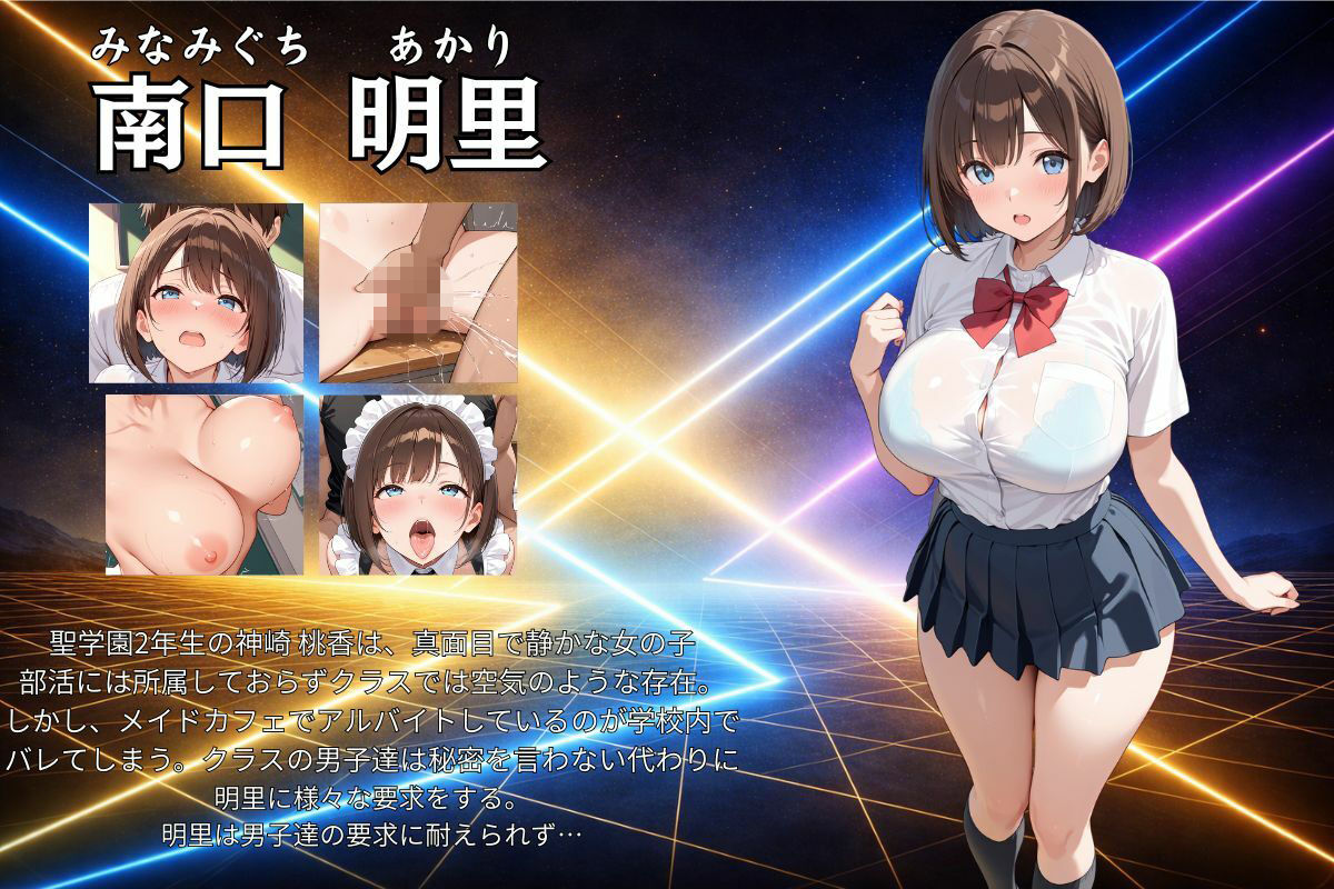 聖凛学園 神崎 桃香の秘密のバイトは超エロいメイド。男子学生に正体を知られ、何度も犯●れる日々。 サンプル1ページ目