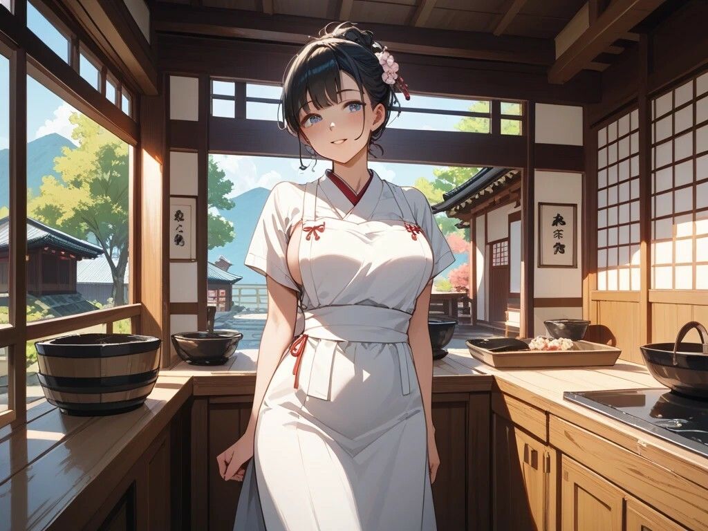 白エプロン家政婦と紅葉を楽しむ美女と屋上プレイと雨宿り古民家 サンプル1ページ目