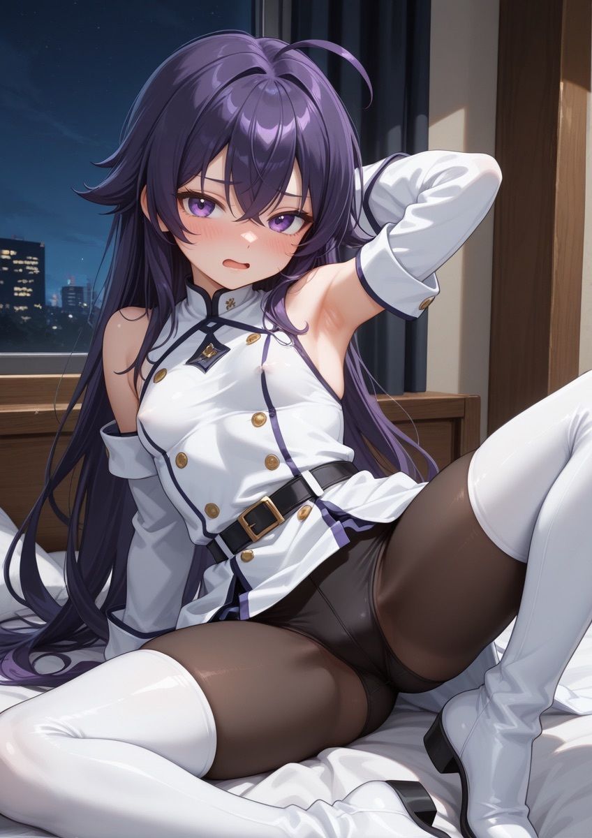 ミリタリー風の衣装の女の子がセクシーポーズで押し倒されてるやつ 1 サンプル1ページ目