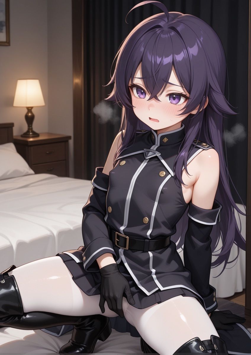 ミリタリー風の衣装の女の子がセクシーポーズで押し倒されてるやつ 1 サンプル3ページ目