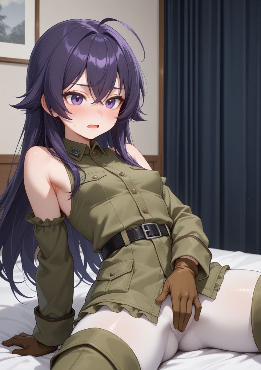 ミリタリー風の衣装の女の子がセクシーポーズで押し倒されてるやつ 1 サンプル7ページ目