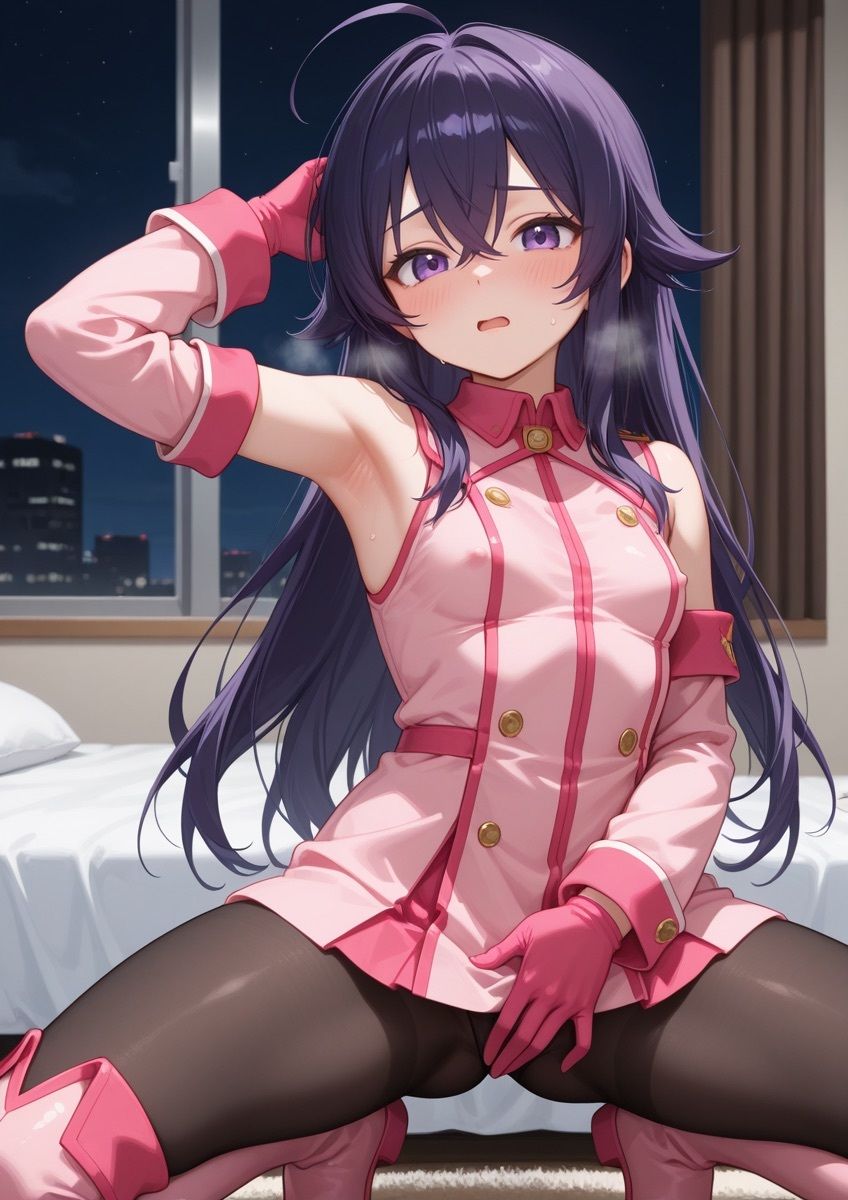 ミリタリー風の衣装の女の子がセクシーポーズで押し倒されてるやつ 1 サンプル8ページ目