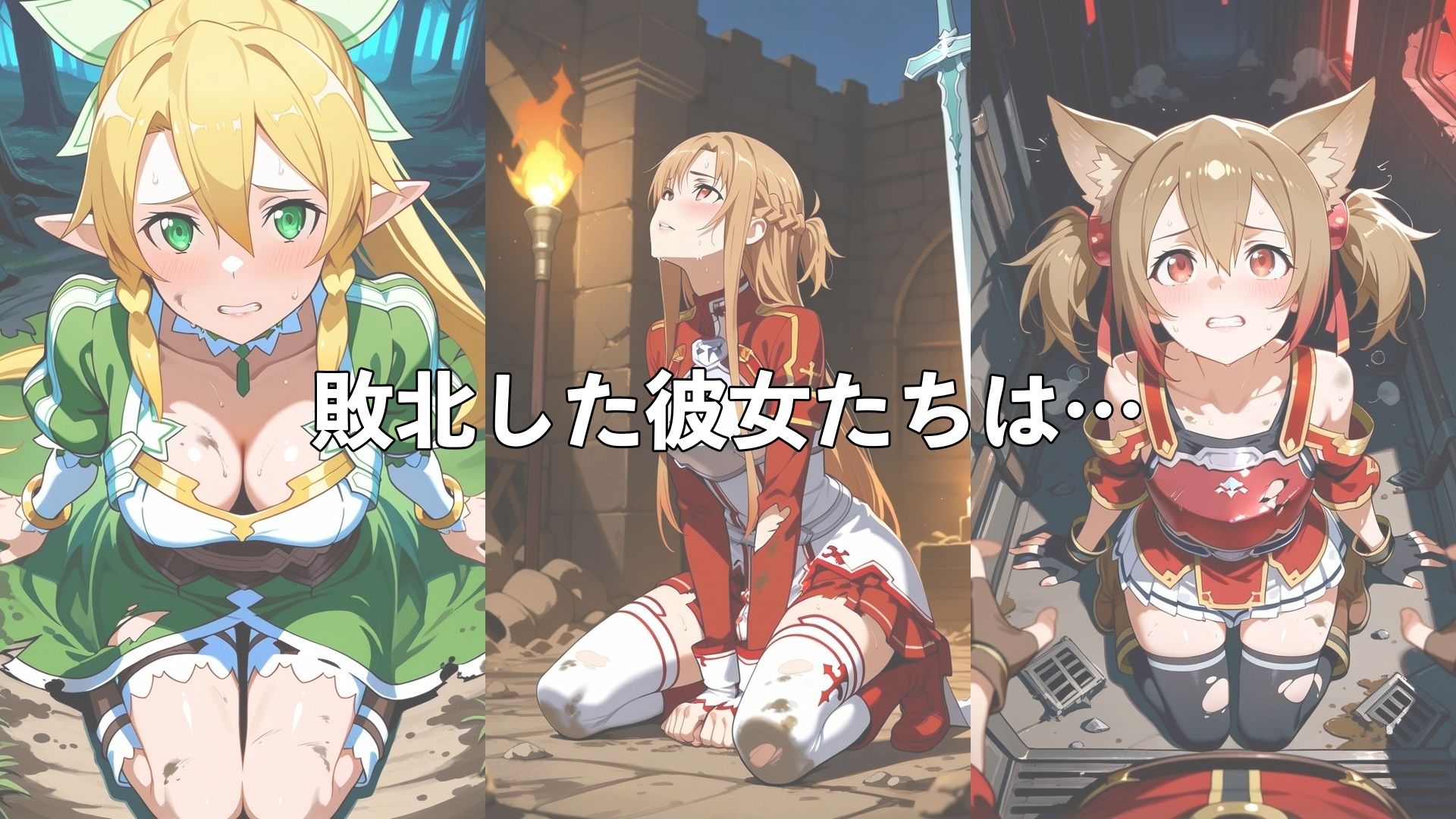 敗北したア●ナ＆リ●ファ＆シ●カの身体を存分に味わい容赦なく種付け サンプル2ページ目