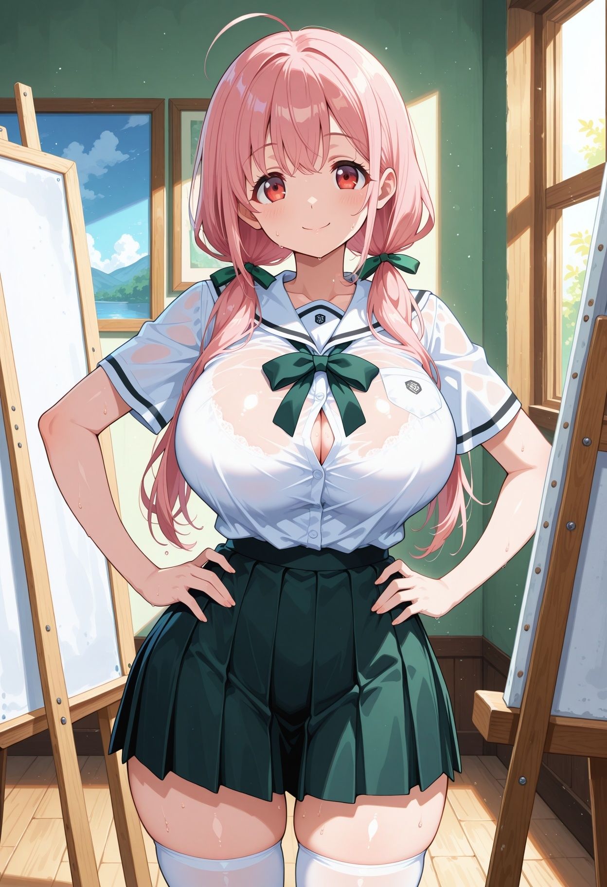 【AI CG集】放課後の美術室ヌードモデル サンプル1ページ目