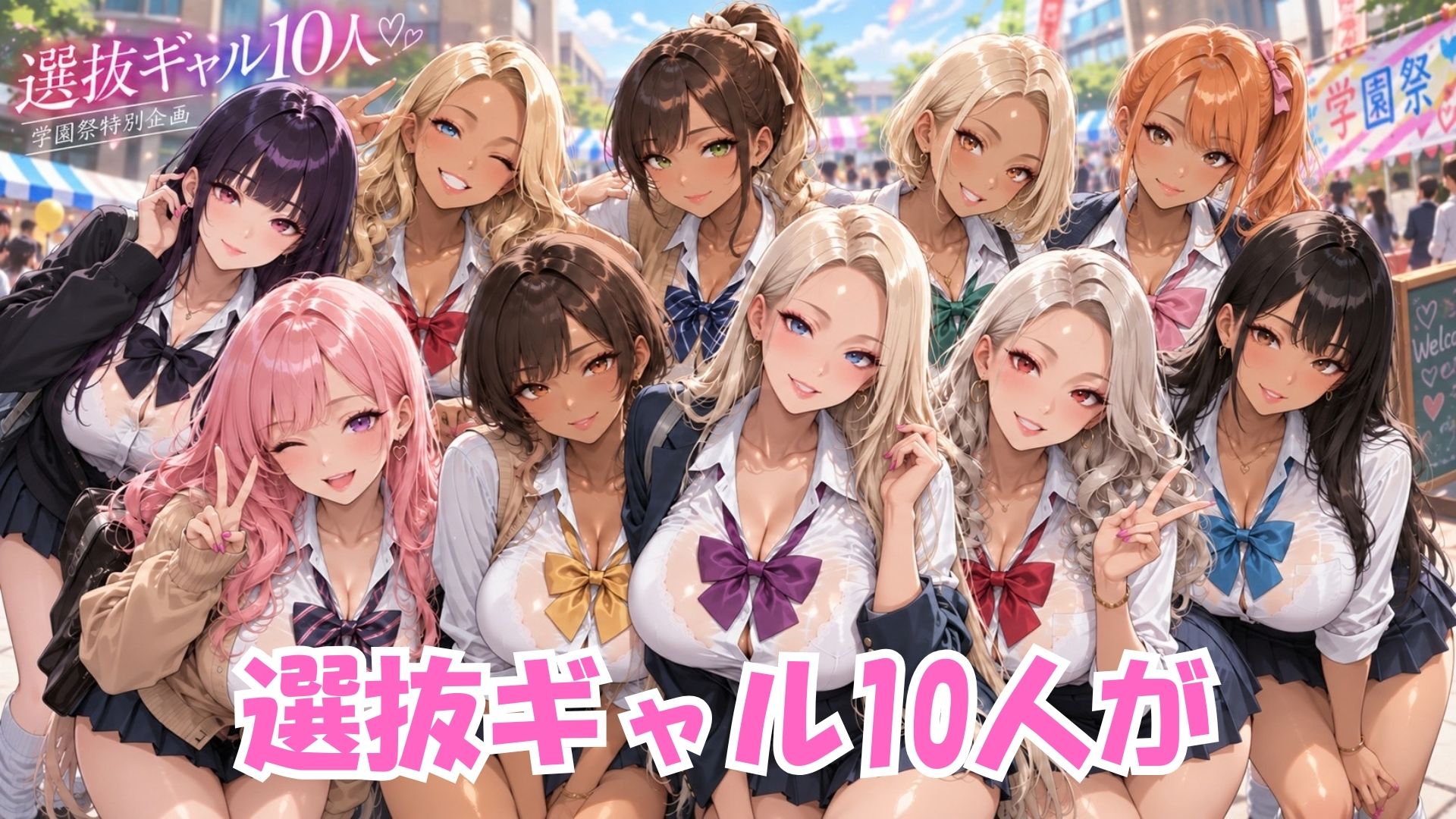 【4K高画質】学園祭で選抜されたギャル10人を全員別コスプレで堪能！濃厚中出しセックス10連発！ サンプル1ページ目