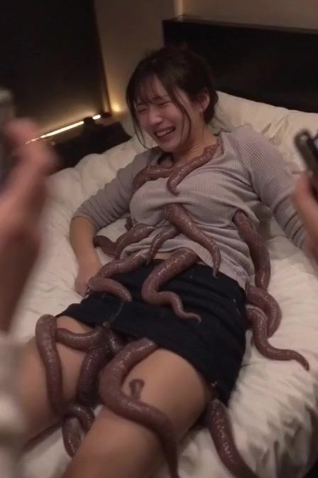 【実写AI動画】ラブホ女子会のおふざけで触手に遊ばれ感じてしまい、友達に撮影された女 サンプル1ページ目