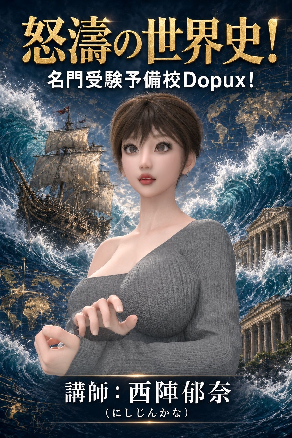 パンチラガチャ★西陣郁奈（にしじんかな）強豪予備校『DOPUX（ドピュックス）』で大学受験生向け講座（世界史）を教える名物講師！（Vol.021:フランスはなぜ北米へ進出したのか？） サンプル1ページ目
