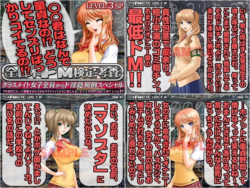 全日本ドM検定考査: レベル1＋2＋3 自主練習用3本セット 〜 女にド淫語で罵られるの大好きパック サンプル3ページ目