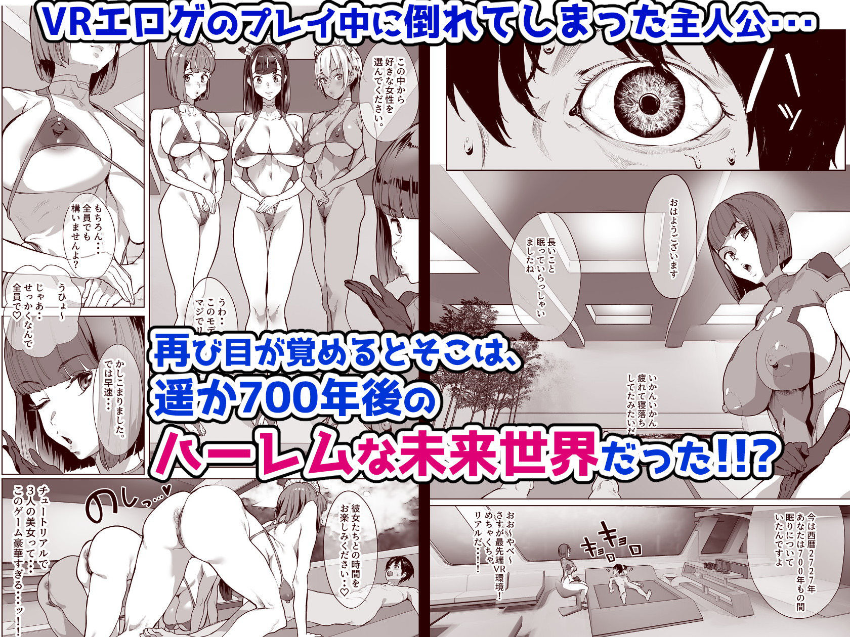 ハーレムでNEWGAME＋！！ 〜VRエロゲでイったら未来はハーレム世界になっていた！？〜 サンプル1ページ目