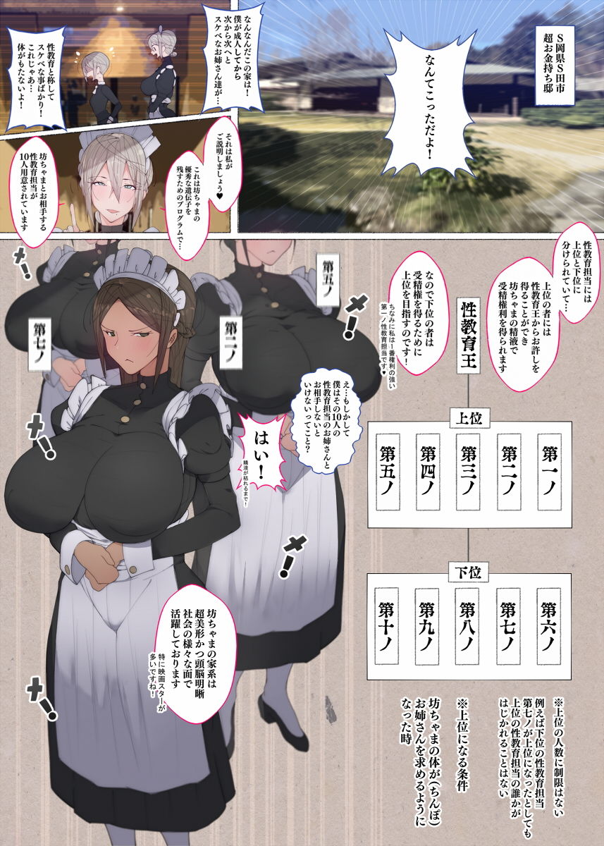 このお屋敷の坊ちゃまは…男に飢えたメイド達に搾られている！！ 働くお姉さん達 メイドのお姉さん達 サンプル5ページ目