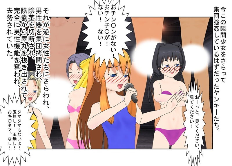 『ギャルヤン！』「金責めイベントへようこそ！」拉致レ〇プをたくらんだヤンキーをギャルたちが逆に拉致って報いの玉責め！ 【一物切断】【去勢】 サンプル5ページ目