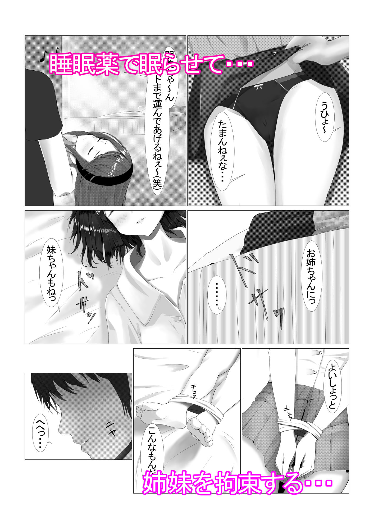 可愛い姉妹を睡眠レイ〇で寝取り計画 サンプル2ページ目