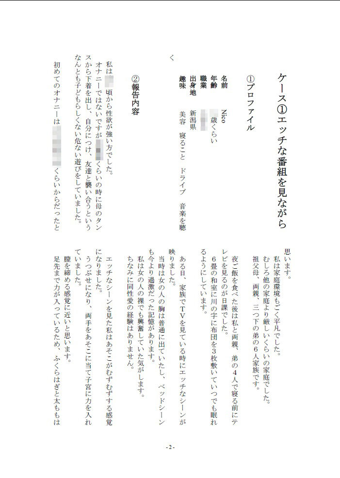 5人の女性から聞いた初めてのオナニー体験談vol.2 サンプル1ページ目