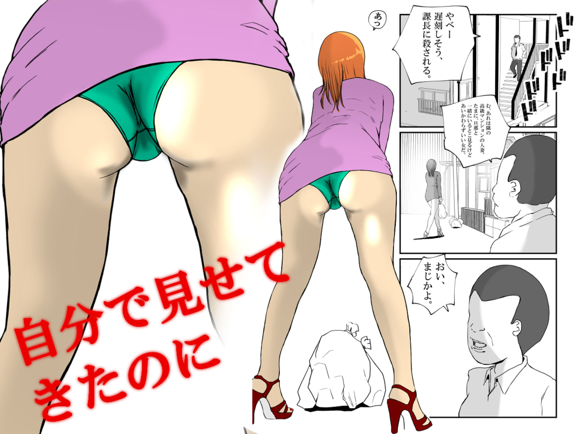 隣の高級マンションの清楚で気品のある人妻が、SNSにエロい投稿をしているのを見つけたので、脅してメス犬に調教する。 サンプル1ページ目