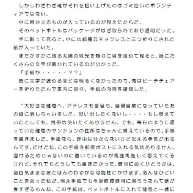 湖に浮かんだペットボトルの中の手紙 サンプル3ページ目
