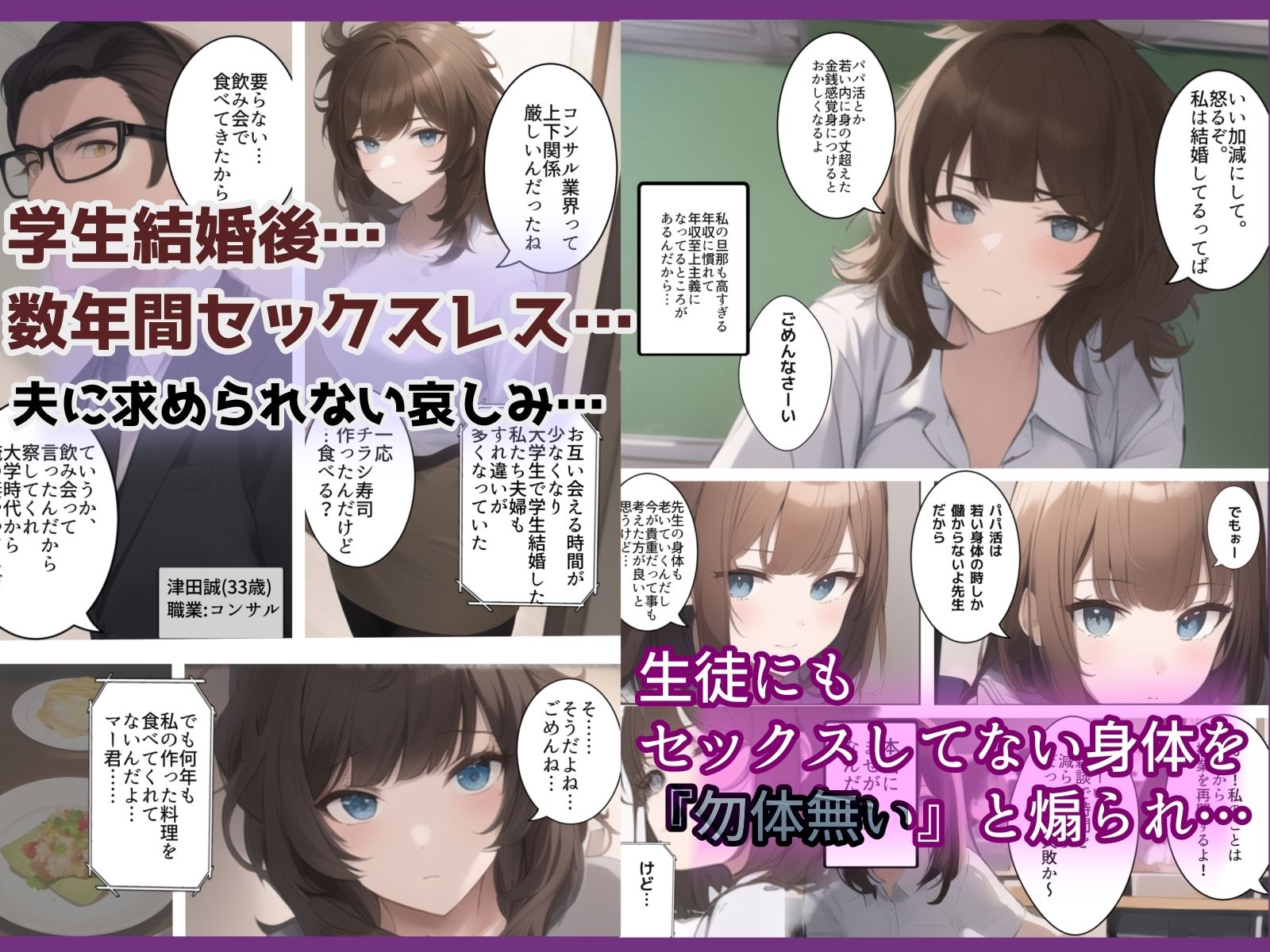 学生結婚10年後のセックスレス 〜ジムで出会う昔の嫌いなチャラ男。痩せるつもりがダウナー人妻女教師がDQN色黒男に寝取られ孕ませトレーニングを受けてた話 サンプル1ページ目