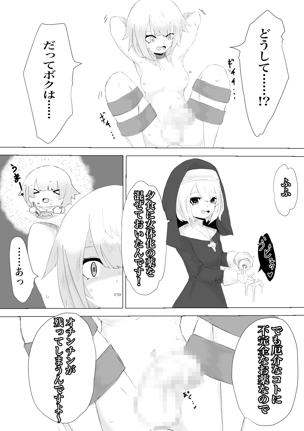 邪教シスターに女体化されオチン〇ンを没収されるお話 サンプル9ページ目