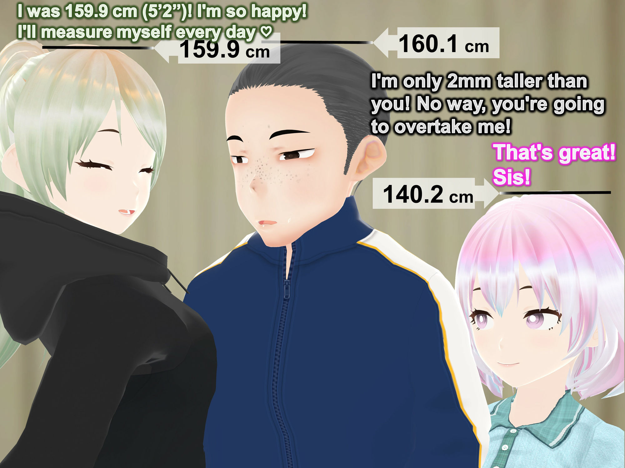 Outgrowing only girls， Overtake boys， Growth sound in cute sisters サンプル3ページ目