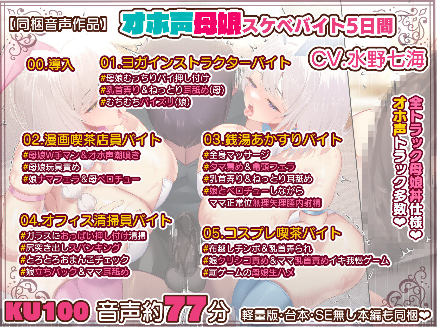 冷静無口な低身長爆乳日雇い学生アルバイターイマちゃんとおっとりあらあら爆乳ママのドスケベ業務をこなす日々 サンプル6ページ目