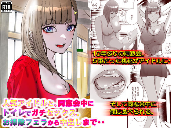 人気アイドルと、同窓会中にトイレでガチセックス。お掃除フェラから中出しまで・・。