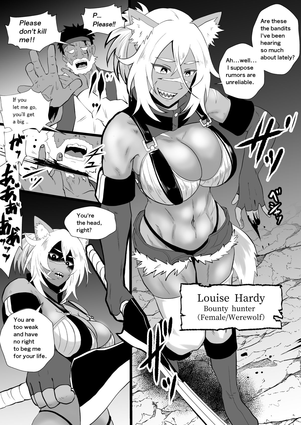 LOUISE THE BOUNTY HUNTER！！ whose body was stolen by bandits and used as a stupid whore through personality excretion. サンプル1ページ目