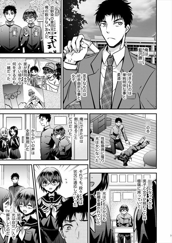 彼氏もちTS地味子のボクと親友 サンプル1ページ目