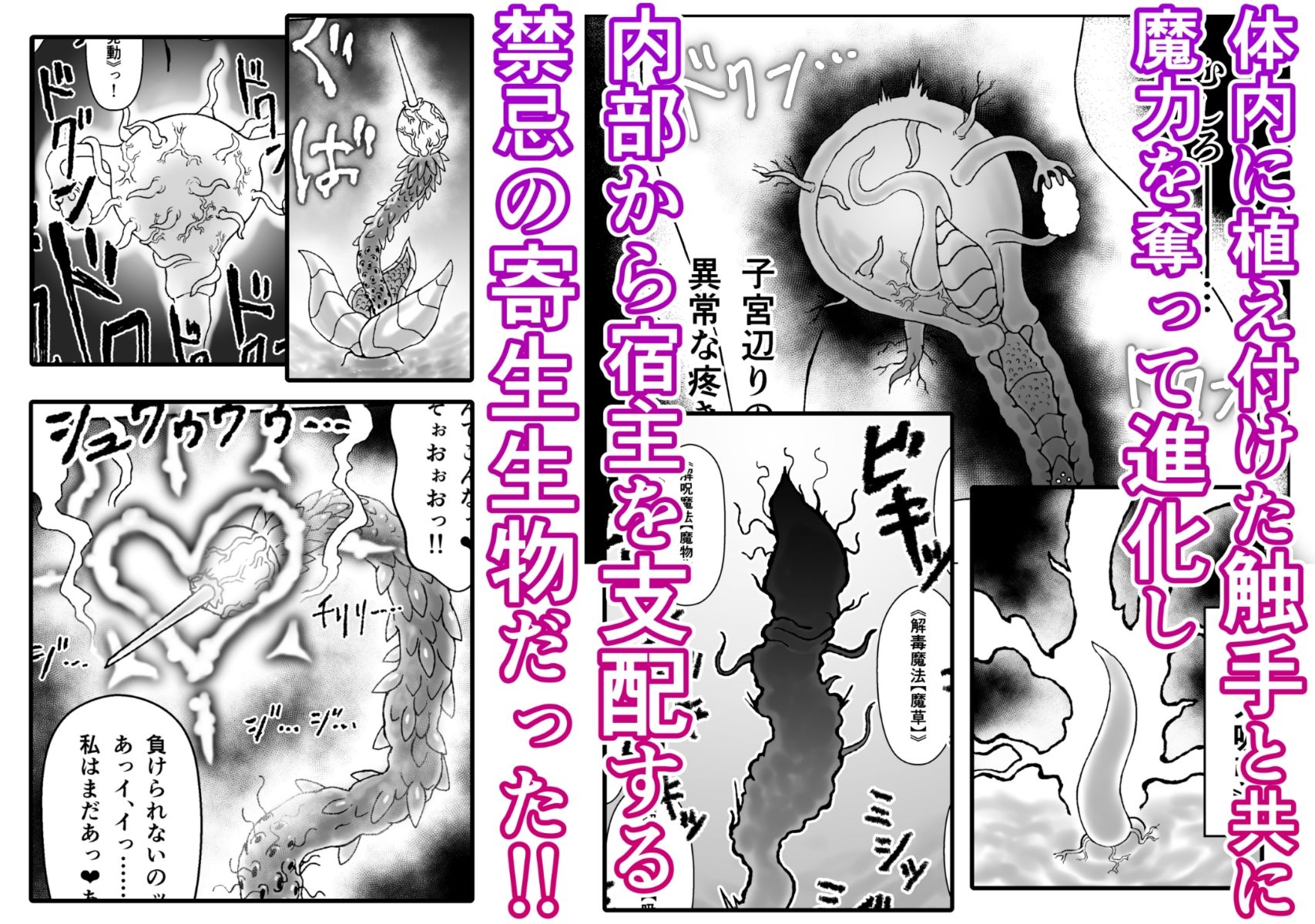 魔女が触手と蟲に寄生されて子宮と人生をめちゃくちゃにされる話 サンプル3ページ目