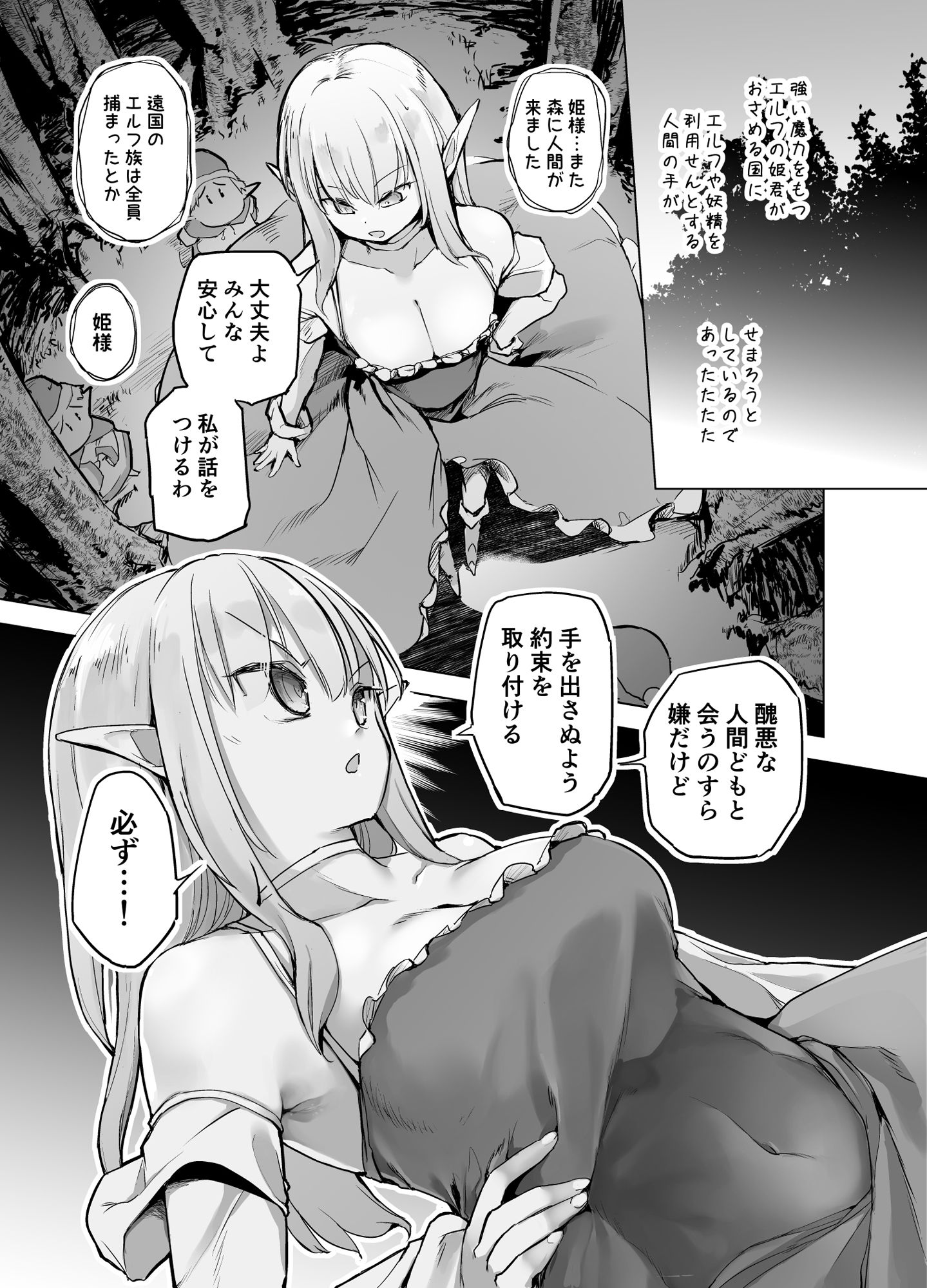エルフの姫の誇りにかけて耐えます！ サンプル1ページ目