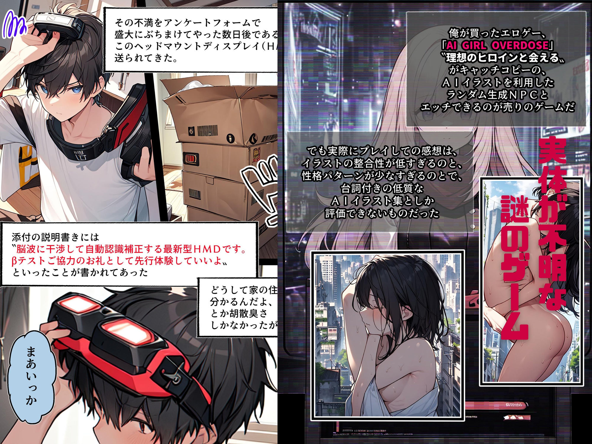AI GIRL OVERDOSE〜理想のヒロインたちとエッチしまくれるギャルゲーをプレイしていたらVR版βテスターに。大量のヒロインたちに襲われて悶絶してたら真実の愛を見つけて†昇天†絶頂セックス… サンプル2ページ目